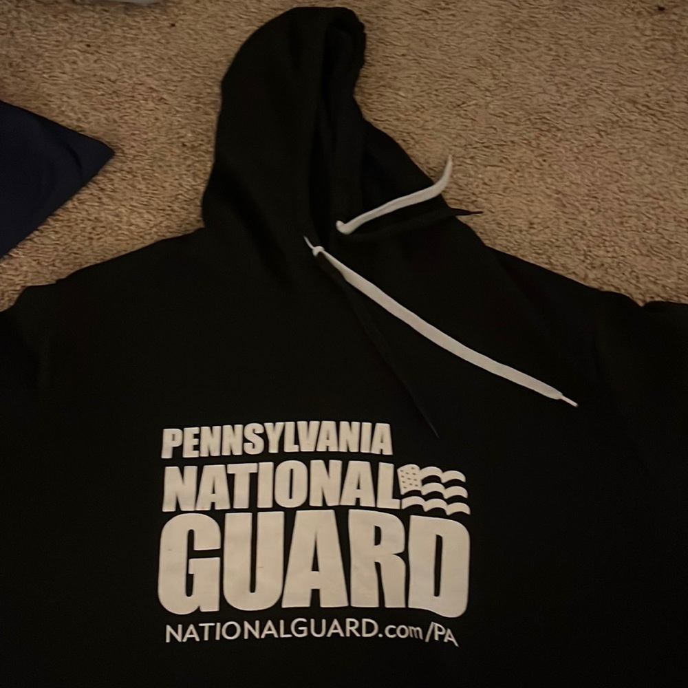 Black and white Army National Guard hoodie,